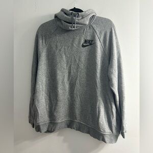NIKE Rally Funnel Neck Women's Hoodie Sweatshirt Dark Heather Gary Logo